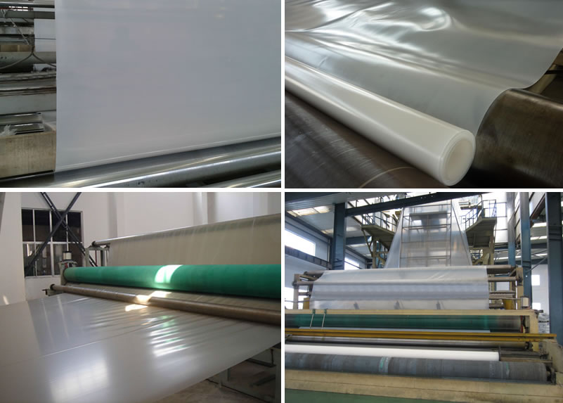 The production process of transparent PVC geomembrane.
